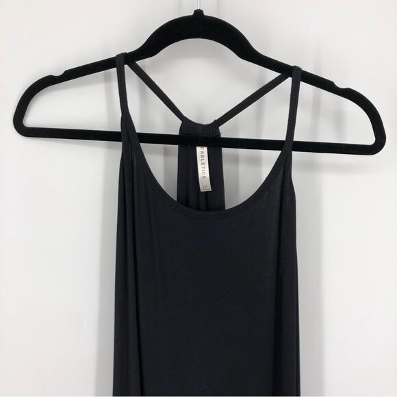 Fabletics Maxi Dress Womens 1X Black Strappy Long Stretchy Soft Comfy Fitted - Picture 2 of 12